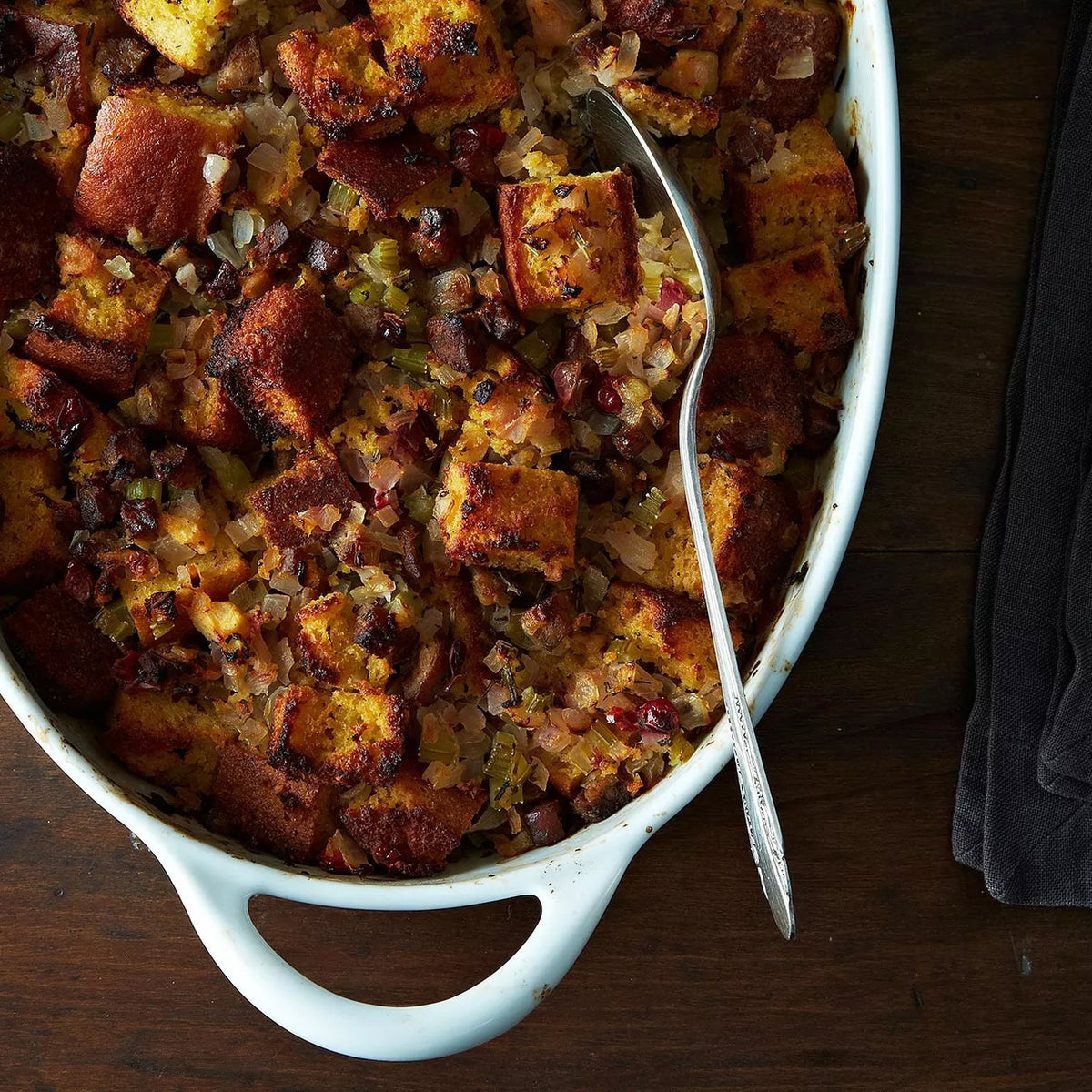 Swine & Sea — Andouille Cornbread Dressing — French Creole Recipe