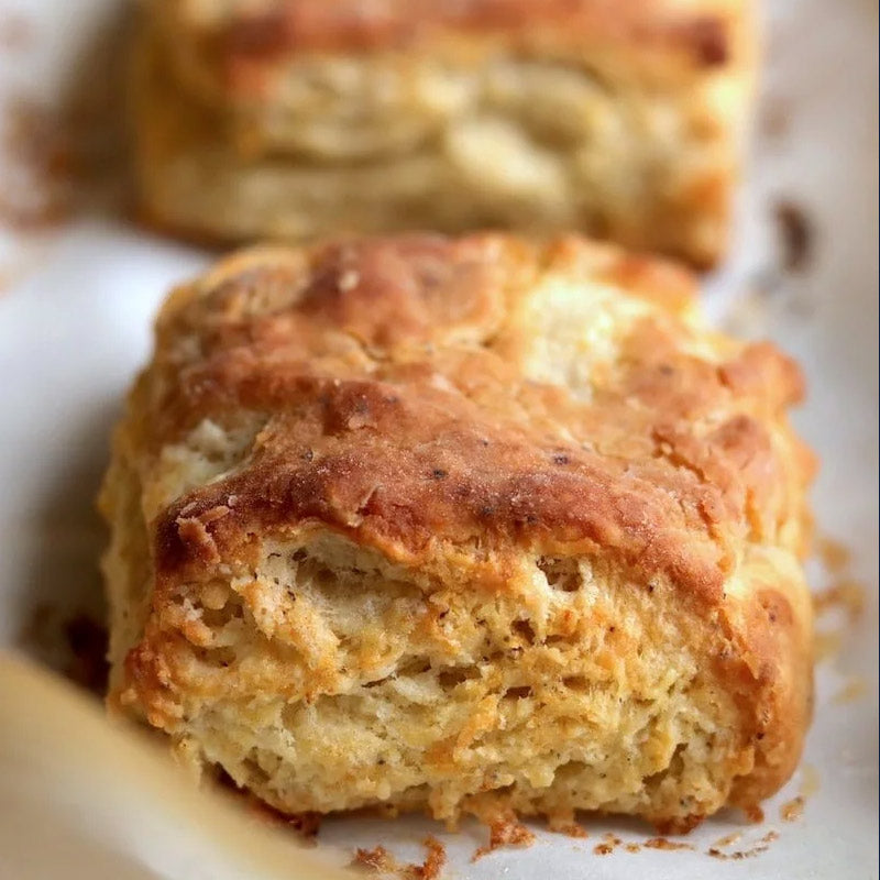 Swine & Sea — Black Pepper Biscuits with Chaurice & Hot Honey — French Creole Recipe