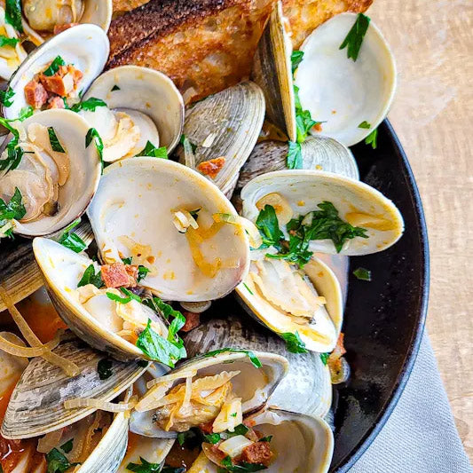 Swine & Sea — Littleneck Clams in White Wine — French Creole Recipe