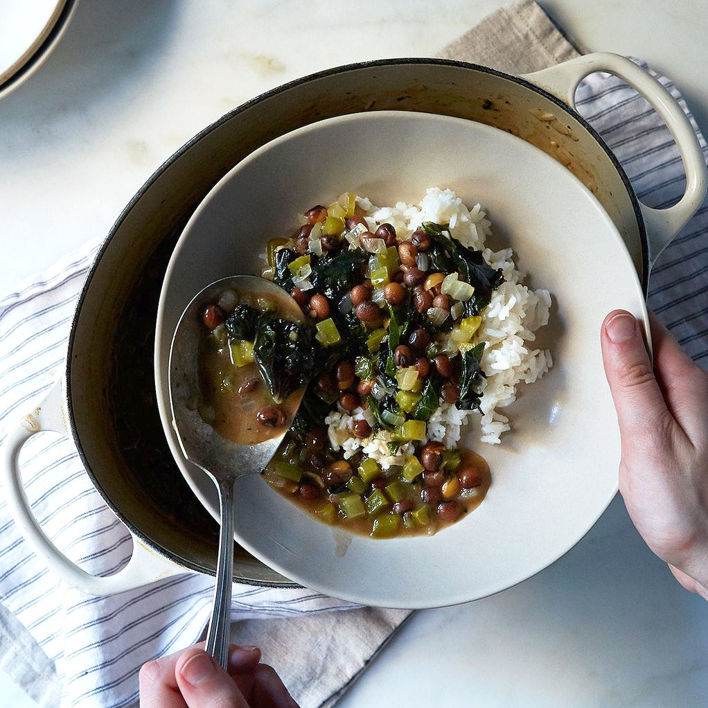 Swine & Sea — Green Gumbo with Sea Island Red Peas — French Creole Recipe