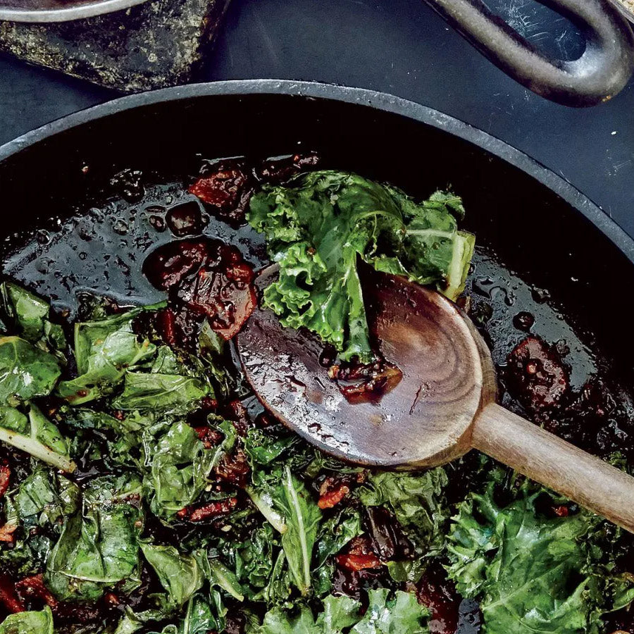 Swine & Sea — Killed Greens with Bacon Jam — French Creole Recipe
